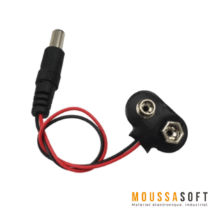 Câble batterie 9V avec sortie Jack pour alimentation Maroc.