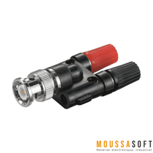 Adaptateur BNC mâle vers 2 fiches bananes pour connexions audio et vidéo, Vente au Maroc.