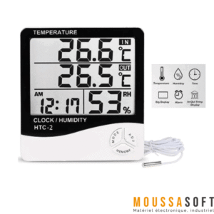 HTC-2 Thermomètre hygromètre Humidimètre Horloge Alarme, Maroc