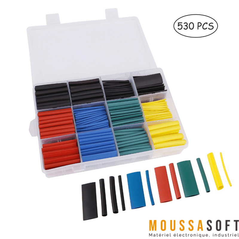 BigCheer Kit 140 Gaines Thermorétractables – 7 Tailles, 5 Couleurs, Ratio 2:1, Isolation Câbles Pro