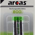 Arcas 2 PILES RECHARGEABLES 1.2V AA 800MH Ni-MH batteries