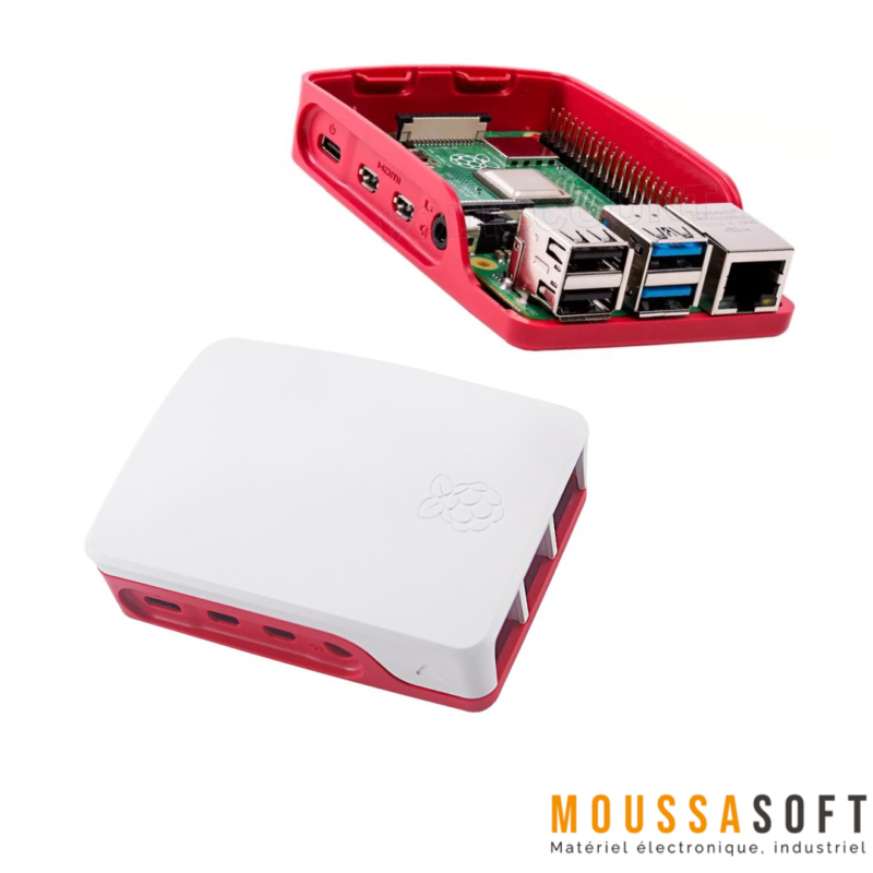 Boîtier Raspberry Pi 4 rouge et blanc