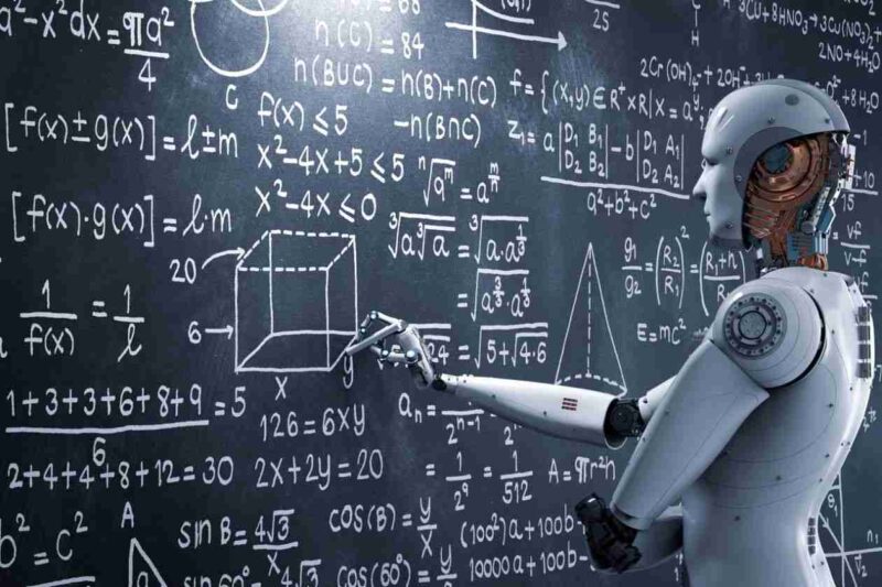 AI robot solving a math problem