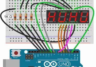schéma de câblage d'un afficheur LED à 4 chiffres et 7 segments avec Arduino