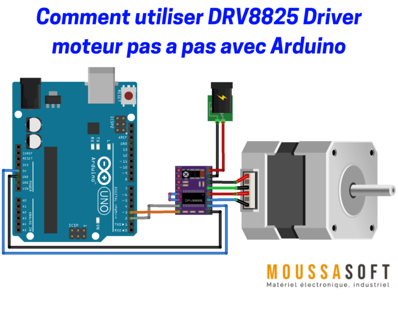 Schéma de connexion DRV8825 Driver moteur pas a pas avec Arduino