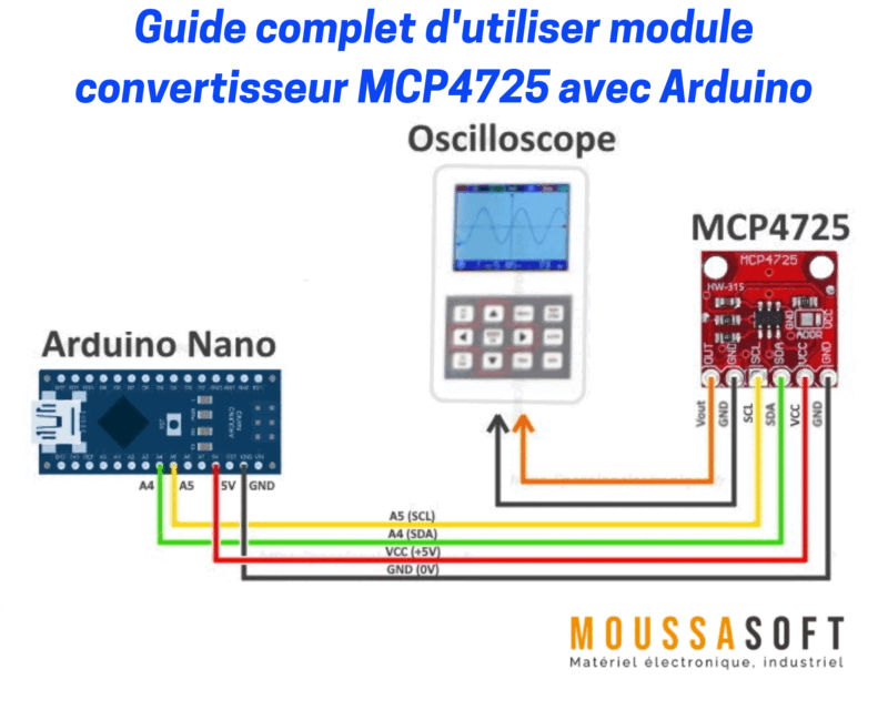 Schéma de connexion de module convertisseur MCP4725 avec Arduino