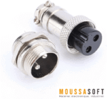 GX16-2PIN Connecteur Métallique 16mm M/F