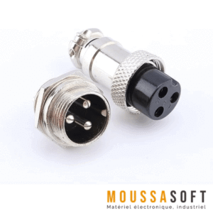 GX16-3PIN Connecteur Métallique 16mm M/F