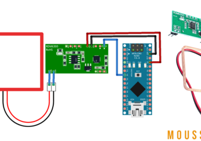 Module RDM6300 RFID 125kHz connecté à Arduino pour la lecture de balises RFID.