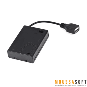 Boîtier Piles AA x3 avec USB et Interrupteur Maroc.