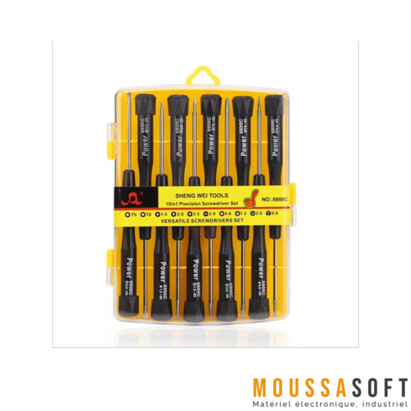 Ensemble de tournevis de précision Sheng Wei 8800C 10 en 1, kit complet pour travaux fins, Maroc