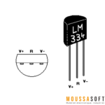 LM334 Régulateur de courant avec broches visibles.