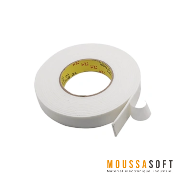 Scotch double face haute adhésivité, idéal pour assemblage et bricolage, rouleau polyvalent.