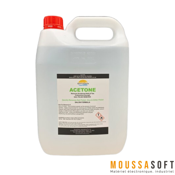 Acétone 99 % 5L contenance 5L pour nettoyage et dégraissage au Maroc.