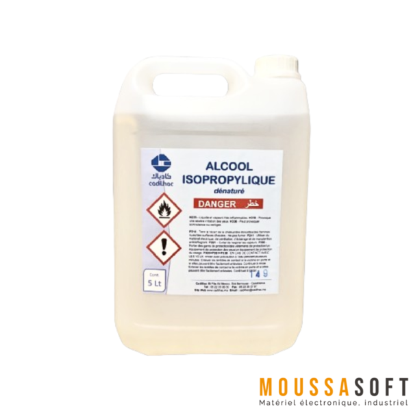 IPA Alcool Isopropylique 99,9% 5L pour le nettoyage, Maroc.