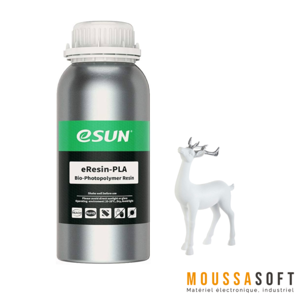 eResin PLA Blanc écologique en bouteille de 1000 ml Maroc.