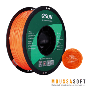 Filament eSUN PLA+ Orange 1.75mm 1kg, qualité pour des impressions 3D nettes et résistantes.