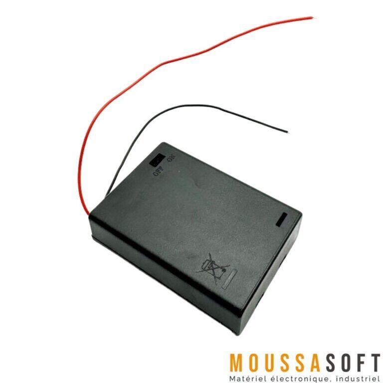 TECHZOCO Porte-Piles 4 AA Avec Interrupteur ON/OFF Et USB Femelle - Boîtier Batterie 6V