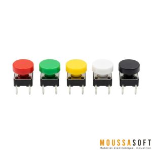 Bouton Poussoir 12x12x7.3mm avec Capuchon Rond